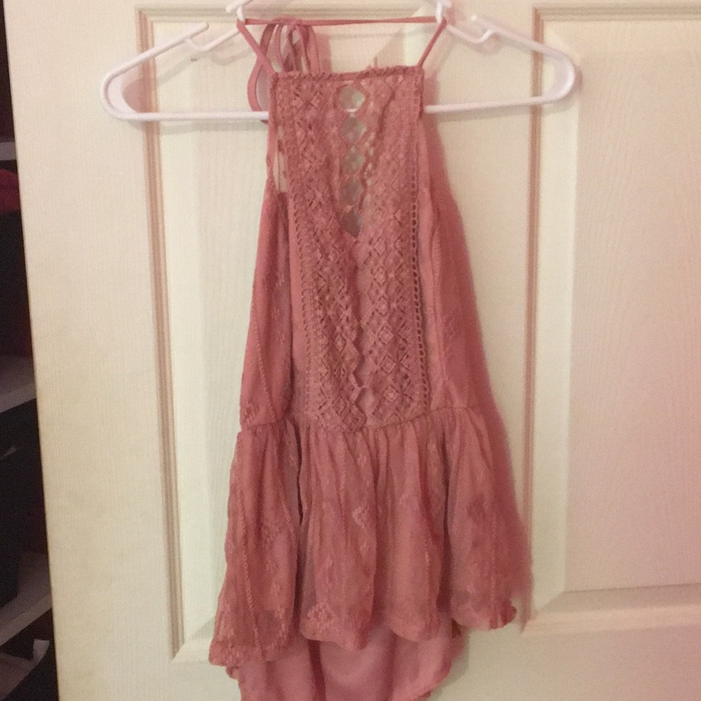 Pink high neck tank top